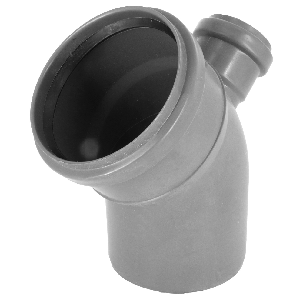Kolano kanalizacyjne PCV PP 110x45° redukcyjne fi 50 odejście GÓRNE - obrazek 2